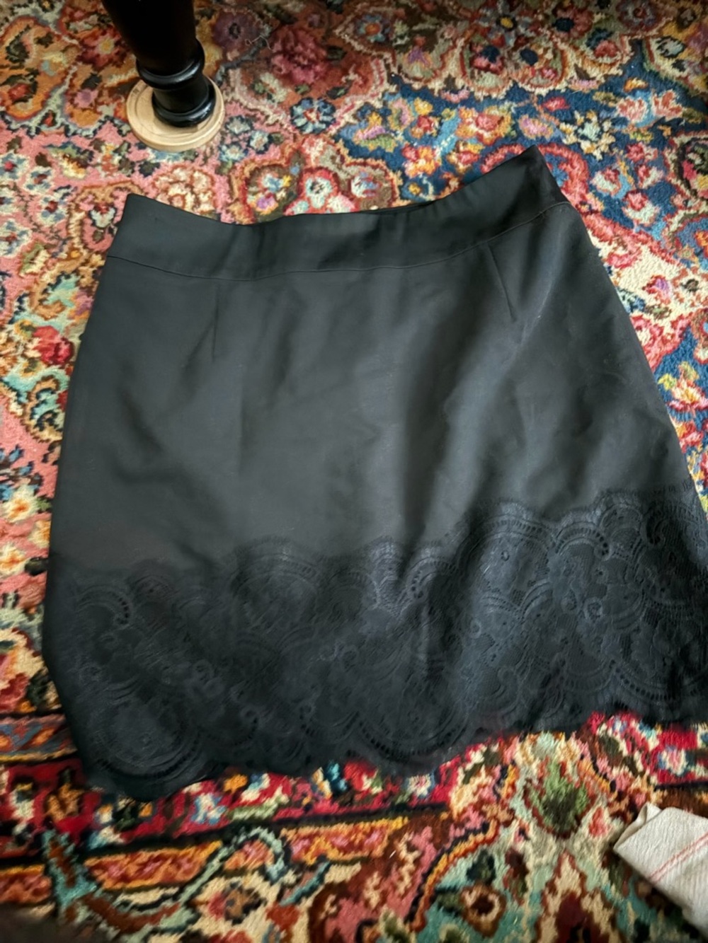 Laundry By Shelli Segal Black Mini Skirt with Lace Hem